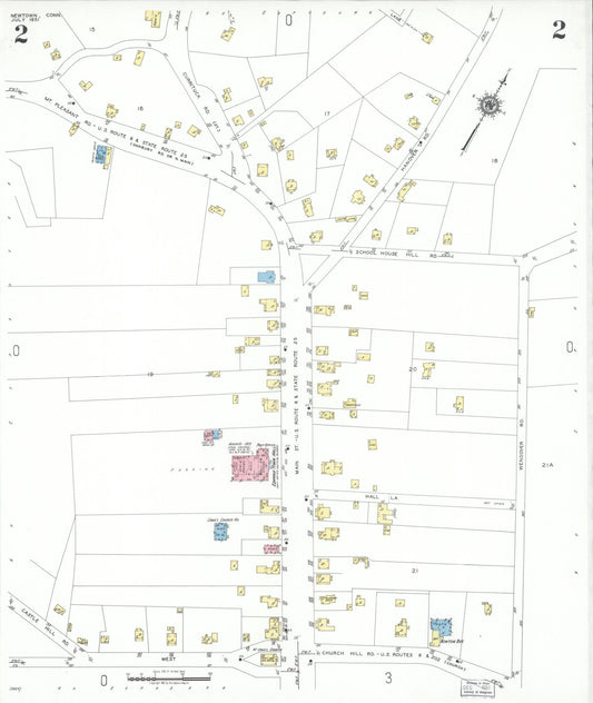 Sanborn Fire Insurance Map from Newtown, Fairfield County, Connecticut (1951), Sheet #0002 - Historic Sanborn Fire Insurance Map Print, vintage old map wall art, antique decor, genealogy gift, Connecticut Connecticut map