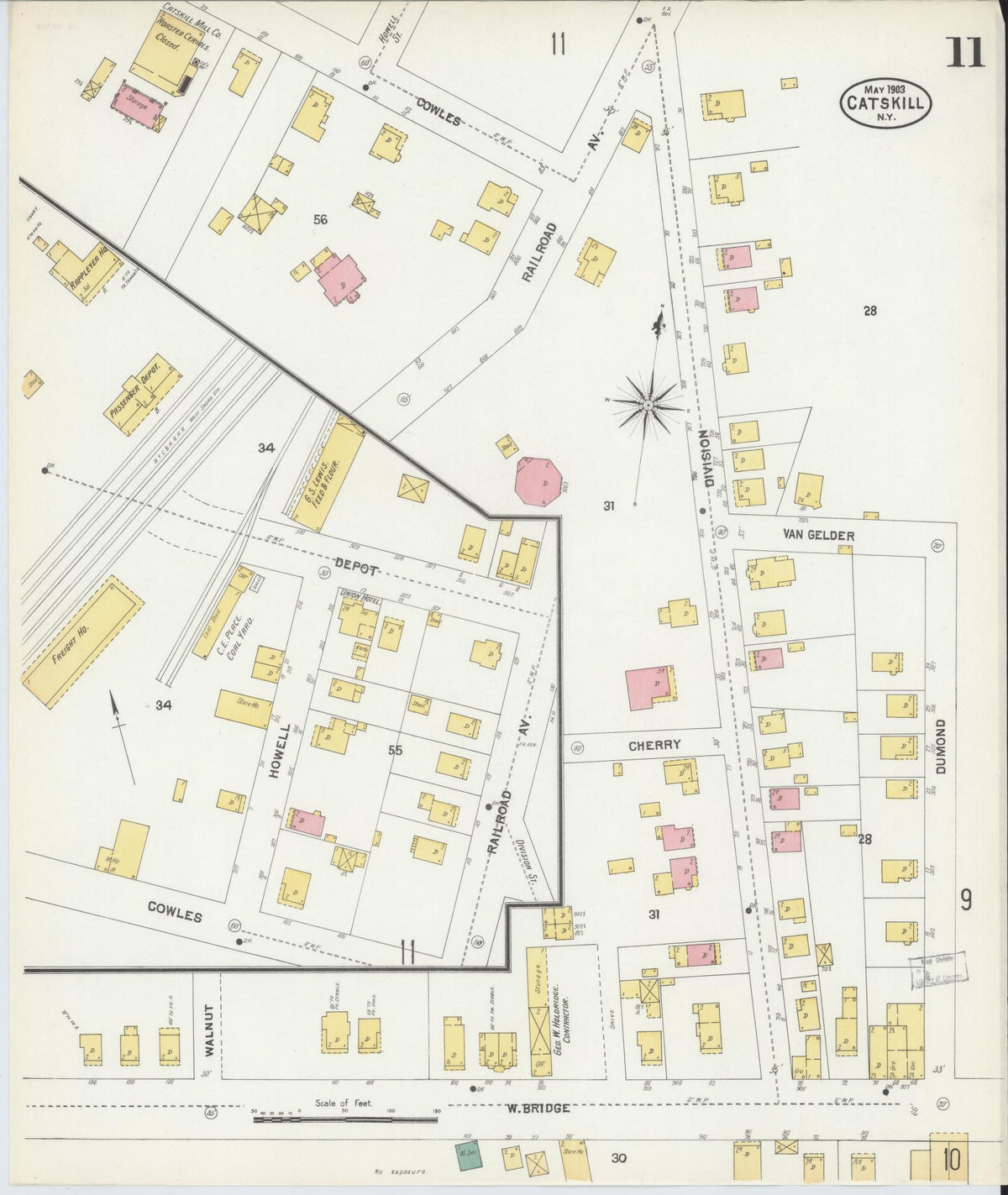 Sanborn Fire Insurance Map from Catskill, Greene County, New York (1903), Sheet #0011 - Historic Sanborn Fire Insurance Map Print, vintage old map wall art, antique decor, genealogy gift, New York New York map