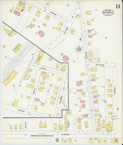 Sanborn Fire Insurance Map from Catskill, Greene County, New York (1903), Sheet #0011 - Historic Sanborn Fire Insurance Map Print, vintage old map wall art, antique decor, genealogy gift, New York New York map
