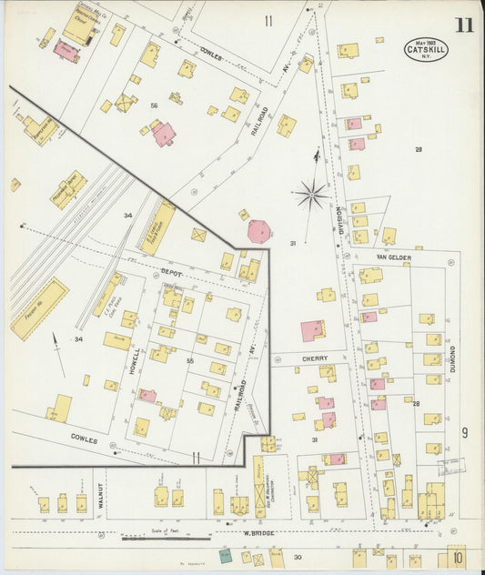 Sanborn Fire Insurance Map from Catskill, Greene County, New York (1903), Sheet #0011 - Historic Sanborn Fire Insurance Map Print, vintage old map wall art, antique decor, genealogy gift, New York New York map