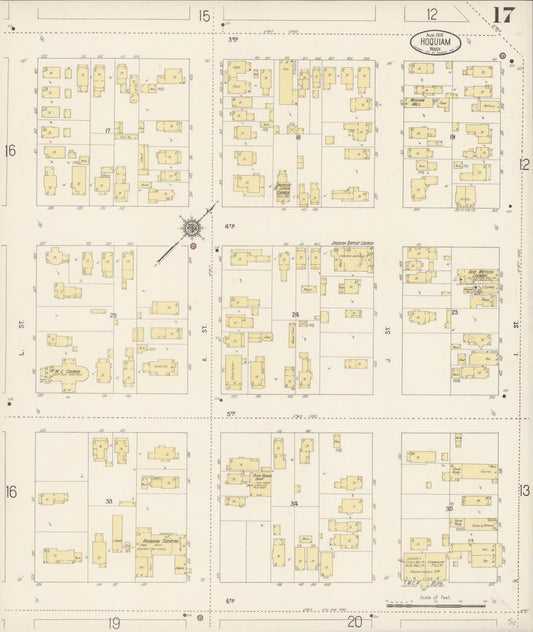 Sanborn Fire Insurance Map from Hoquiam, Grays Harbor County, Washington (1916), Sheet #0017 - Historic Sanborn Fire Insurance Map Print, vintage old map wall art, antique decor, genealogy gift, Washington Washington map