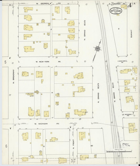 Sanborn Fire Insurance Map from McComb, Pike County, Mississippi (1913), Sheet #0004 - Historic Sanborn Fire Insurance Map Print, vintage old map wall art, antique decor, genealogy gift, Mississippi Mississippi map