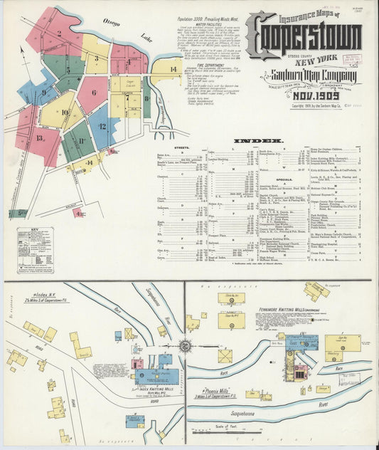 Sanborn Fire Insurance Map from Cooperstown, Otsego County, New York. (1909) – Historic Sanborn Fire Insurance Map Print