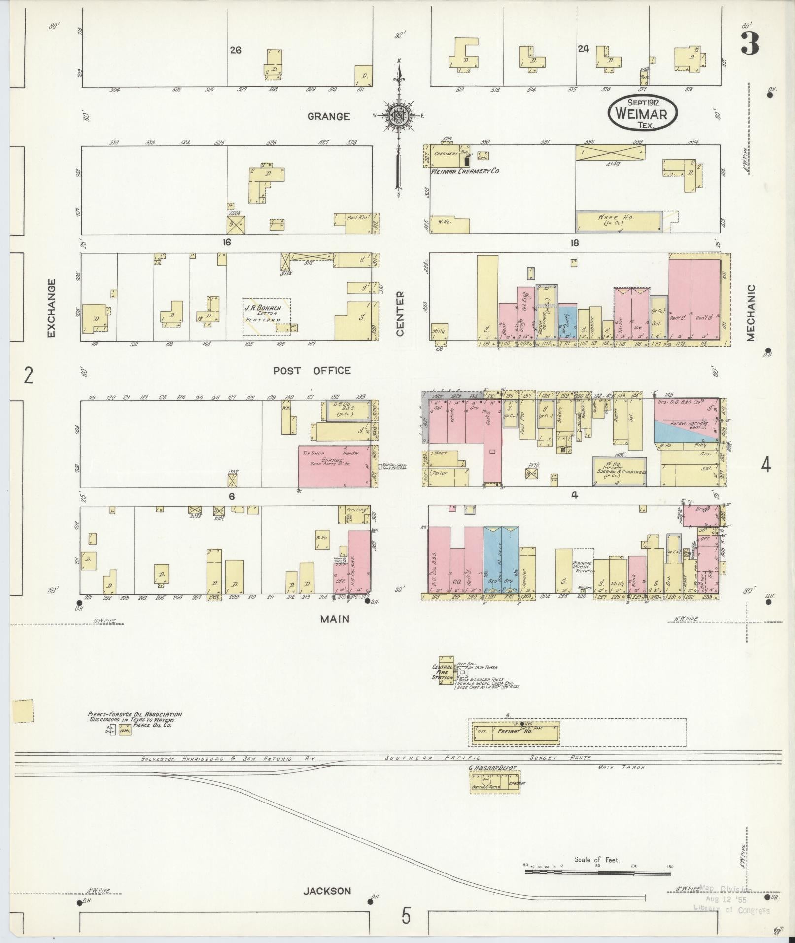 Sanborn Fire Insurance Map from Weimar, Colorado County, Texas (1912), Sheet #0003 - Complete Map Set gallery image, historic Sanborn map, vintage wall art, Weimar Colorado