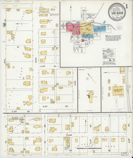 Sanborn Fire Insurance Map from Van Buren, Grant County, Indiana (1904), Sheet #0001 - Historic Sanborn Fire Insurance Map Print, vintage old map wall art, antique decor, genealogy gift, Indiana Indiana map