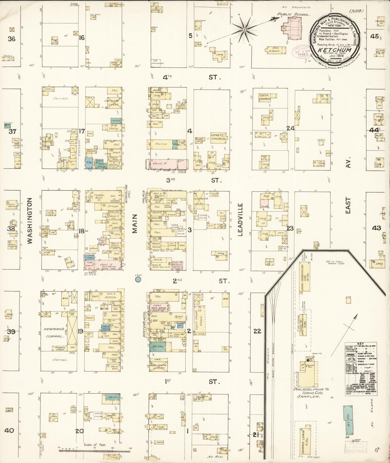Sanborn Fire Insurance Map from Ketchum, Blaine County, Idaho (1888), Sheet #0001 - Historic Sanborn Fire Insurance Map Print, vintage old map wall art, antique decor, genealogy gift, Idaho Idaho map