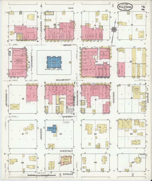 Sanborn Fire Insurance Map from Kaufman, Kaufman County, Texas (1920), Sheet #0002 - Historic Sanborn Fire Insurance Map Print, vintage old map wall art, antique decor, genealogy gift, Texas Texas map
