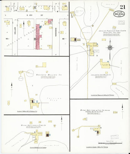Sanborn Fire Insurance Map from Galena, Cherokee County, Kansas (1918), Sheet #0021 - Complete Map Set gallery image, historic Sanborn map, vintage wall art, Kansas Kansas