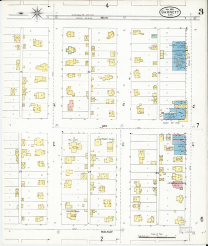 Sanborn Fire Insurance Map from Garnett, Anderson County, Kansas (1905), Sheet #0003 - Complete Map Set gallery image, historic Sanborn map, vintage wall art, Kansas Kansas