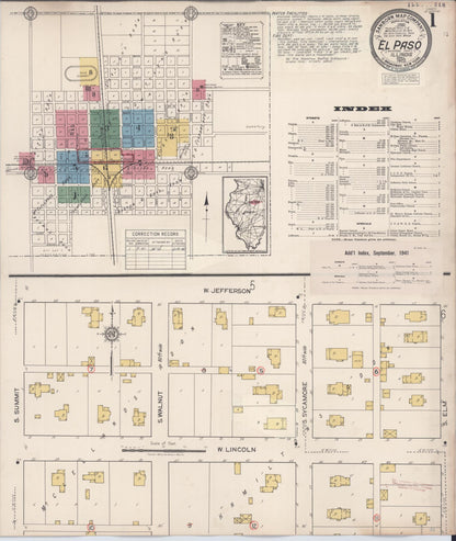Sanborn Fire Insurance Map from El Paso, Woodford County, Illinois (1941), Sheet #0001 - Historic Sanborn Fire Insurance Map Print, vintage old map wall art, antique decor, genealogy gift, Illinois Illinois map