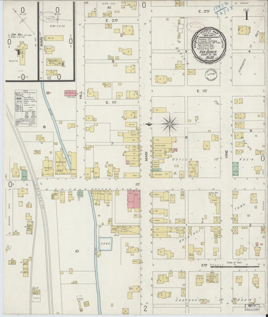 Sanborn Fire Insurance Map from Van Buren, Grant County, Indiana (1898), Sheet #0001 - Historic Sanborn Fire Insurance Map Print, vintage old map wall art, antique decor, genealogy gift, Indiana Indiana map