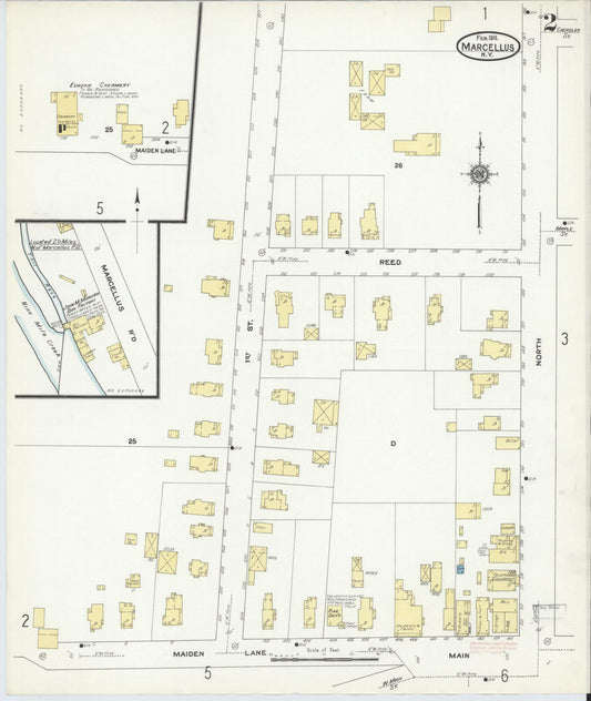 Sanborn Fire Insurance Map from Marcellus, Onondaga County, New York (1911), Sheet #0002 - Historic Sanborn Fire Insurance Map Print, vintage old map wall art, antique decor, genealogy gift, New York New York map
