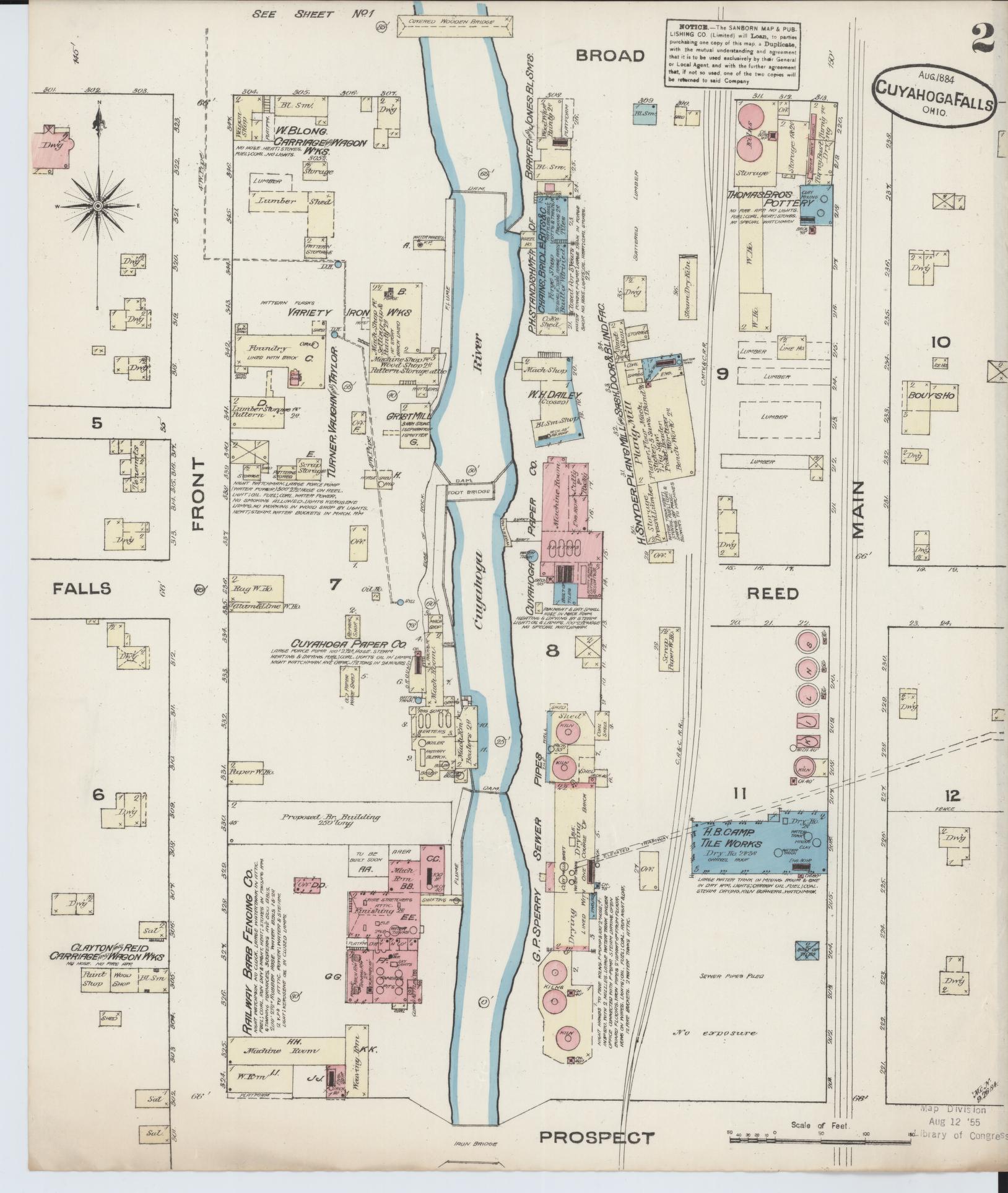 Sanborn Fire Insurance Map from Cuyahoga Falls, Summit County, Ohio (1884), Sheet #0002 - Complete Map Set gallery image, historic Sanborn map, vintage wall art, Ohio Ohio
