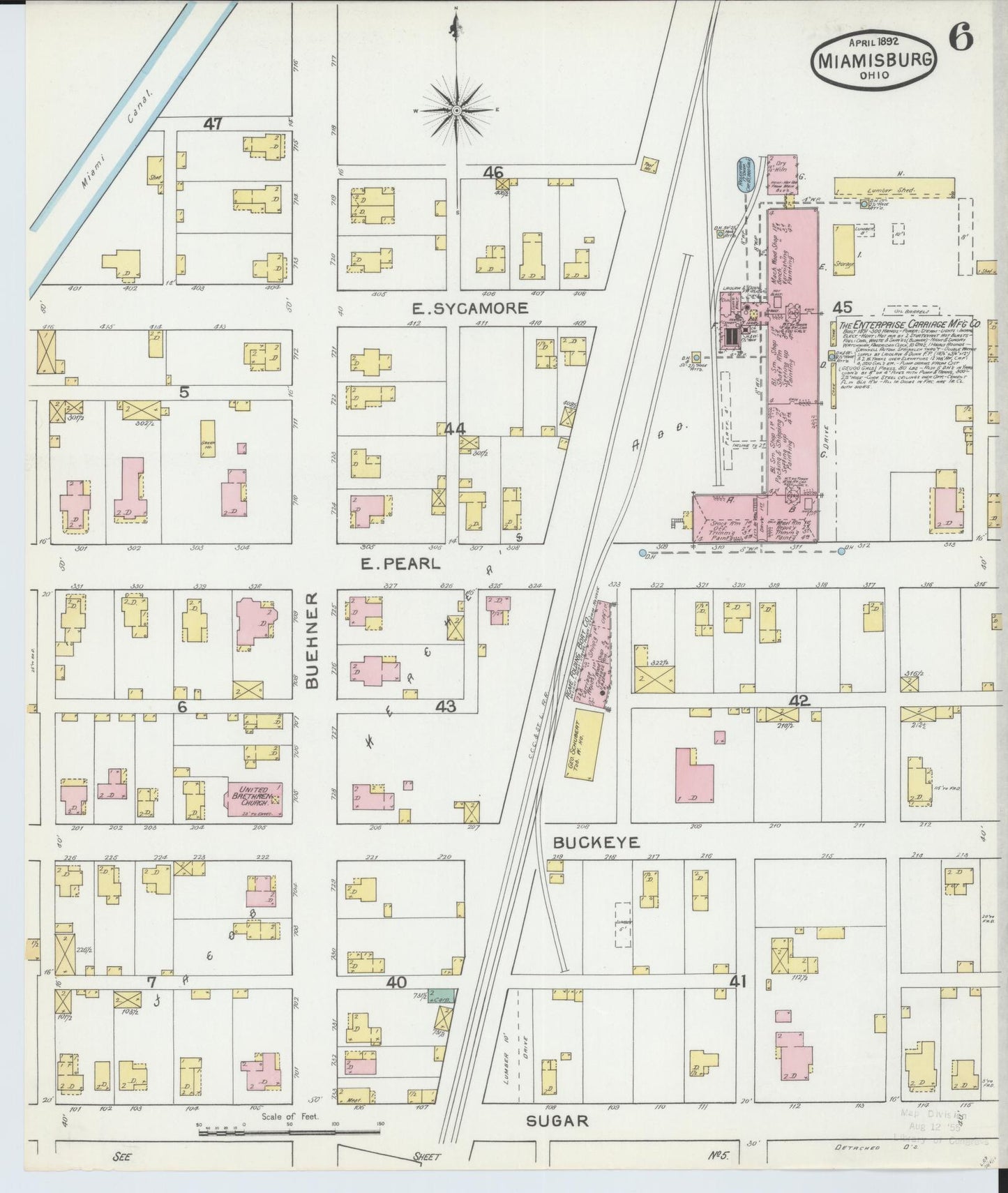 Sanborn Fire Insurance Map from Miamisburg, Montgomery County, Ohio (1892), Sheet #0006 - Complete Map Set gallery image, historic Sanborn map, vintage wall art, Ohio Ohio