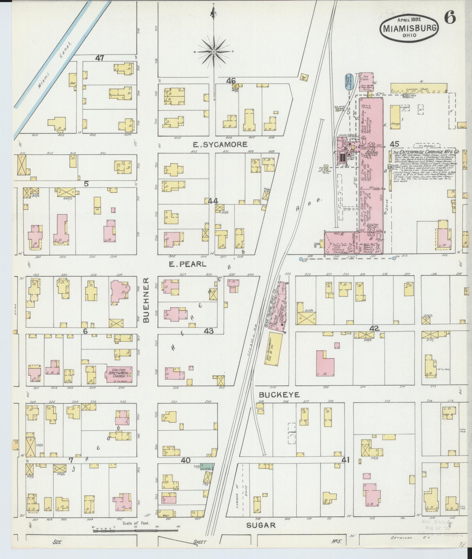 Sanborn Fire Insurance Map from Miamisburg, Montgomery County, Ohio (1892), Sheet #0006 - Complete Map Set gallery image, historic Sanborn map, vintage wall art, Ohio Ohio