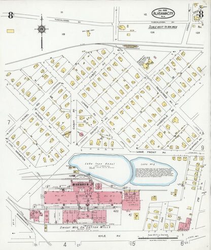Sanborn Fire Insurance Map from Alabama City, Etowah County, Alabama (1926), Sheet #0008 - Complete Map Set gallery image, historic Sanborn map, vintage wall art, Alabama Alabama