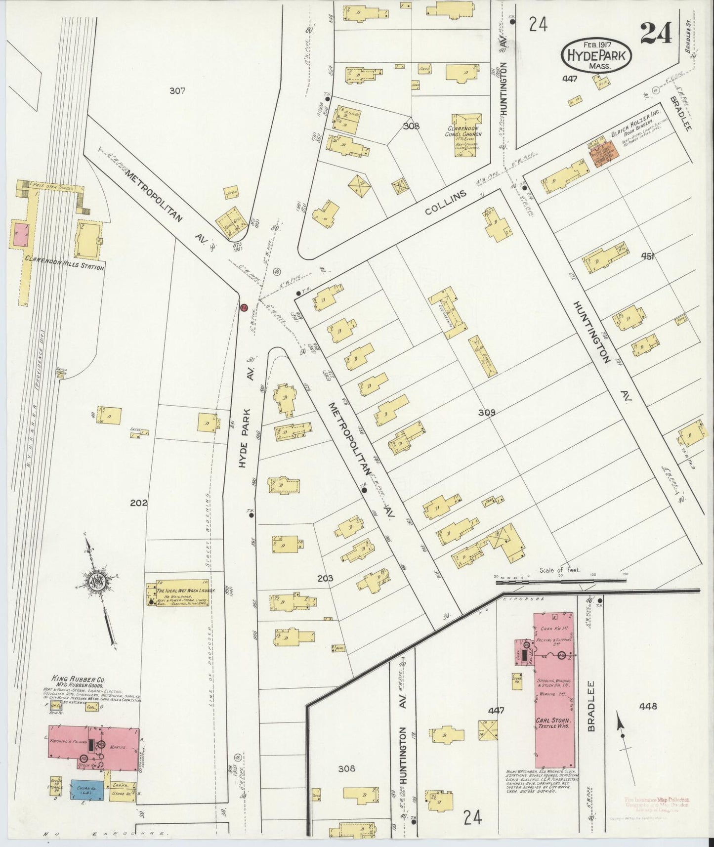 Sanborn Fire Insurance Map from Hyde Park, Norfolk County, Massachusetts (1917), Sheet #0024 - Complete Map Set gallery image, historic Sanborn map, vintage wall art, Massachusetts Massachusetts