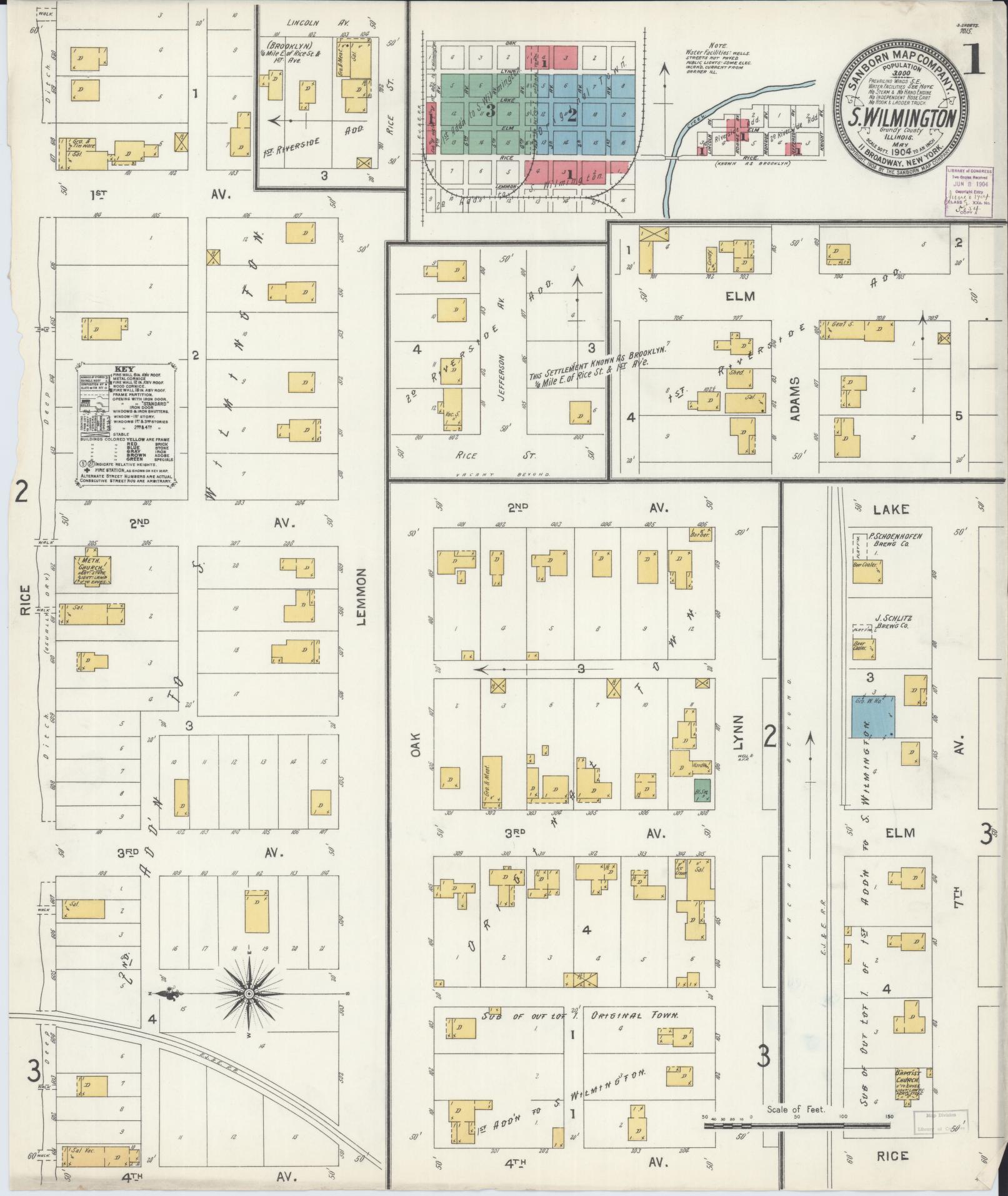 Sanborn Fire Insurance Map from South Wilmington, Grundy County, Illinois (1904), Sheet #0001 - Complete Map Set gallery image, historic Sanborn map, vintage wall art, Illinois Illinois