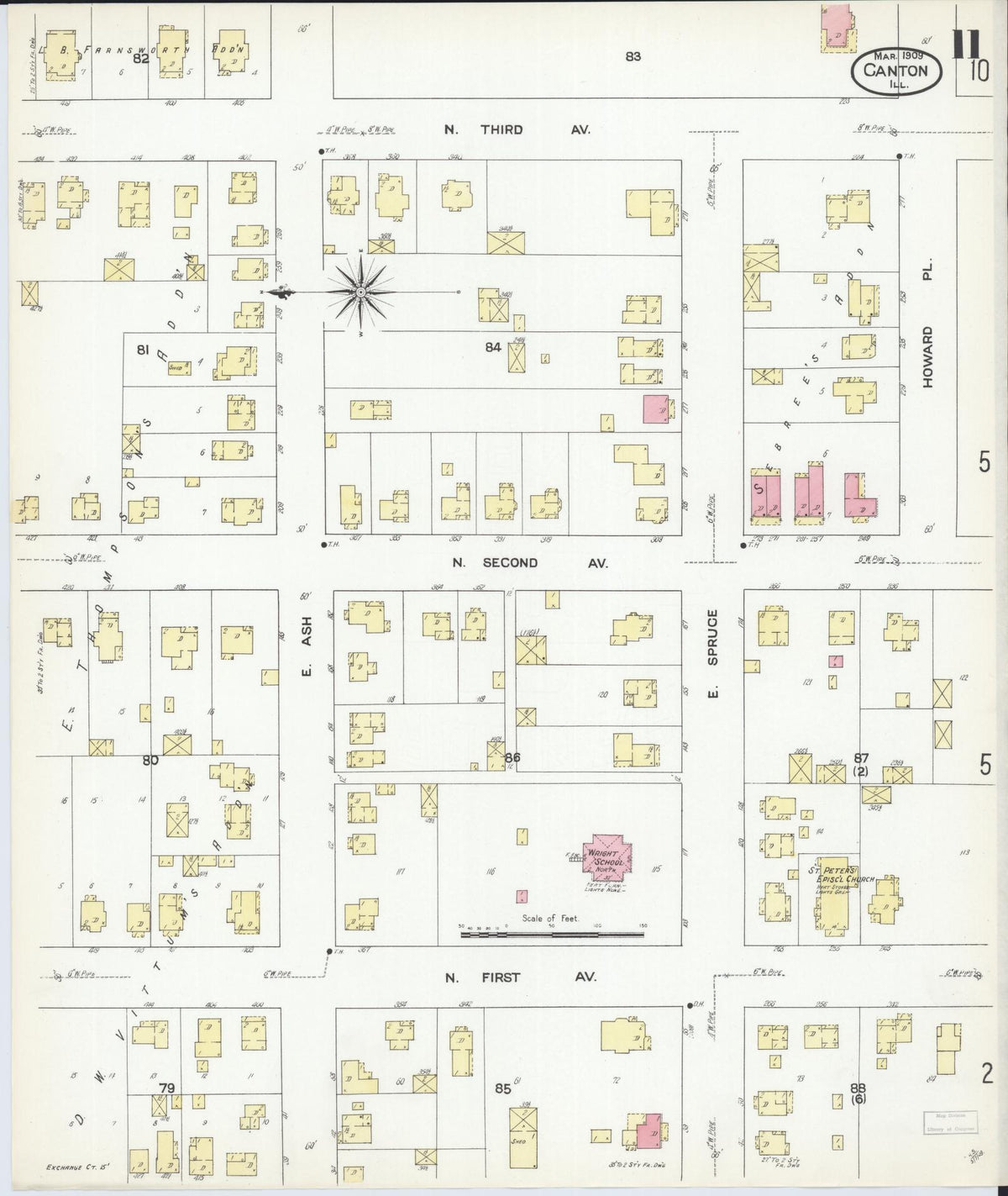 Sanborn Fire Insurance Map from Canton, Fulton County, Illinois (1909), Sheet #0011 - Complete Map Set gallery image, historic Sanborn map, vintage wall art, Illinois Illinois