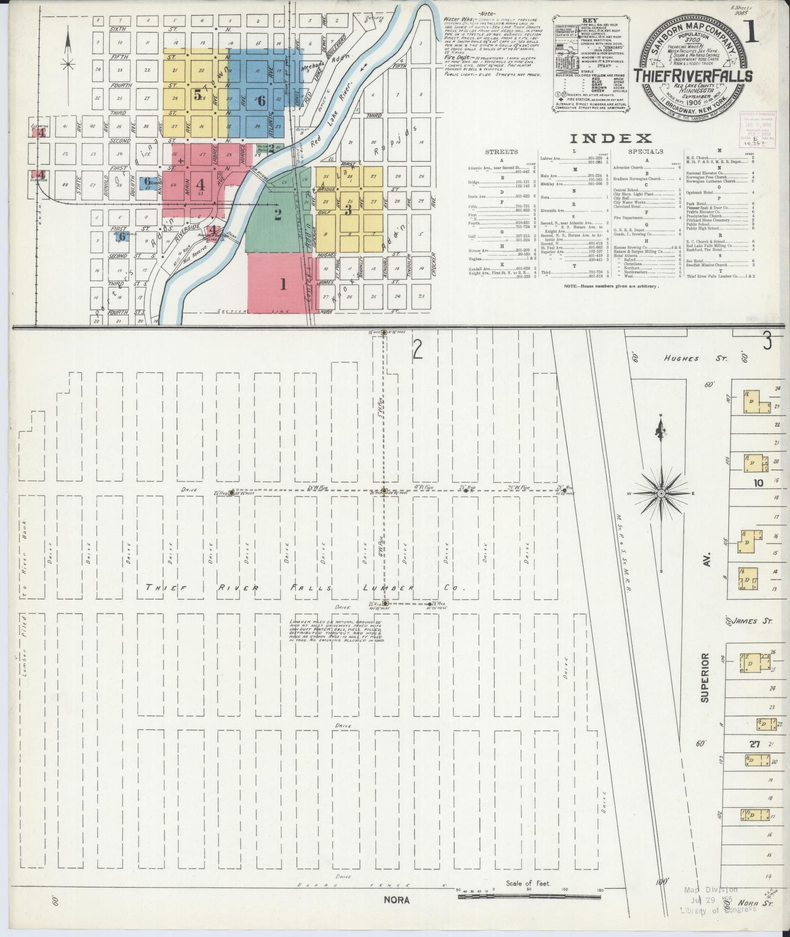 Sanborn Fire Insurance Map from Thief River Falls, Pennington County, Minnesota (1906), Sheet #0001 - Complete Map Set gallery image, historic Sanborn map, vintage wall art, Minnesota Minnesota