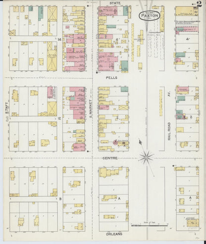 Sanborn Fire Insurance Map from Paxton, Ford County, Illinois (1892), Sheet #0002 - Complete Map Set gallery image, historic Sanborn map, vintage wall art, Illinois Illinois