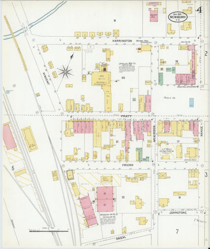 Sanborn Fire Insurance Map from Newberry, Newberry County, South Carolina (1905), Sheet #0004 - Complete Map Set gallery image, historic Sanborn map, vintage wall art, South Carolina South Carolina