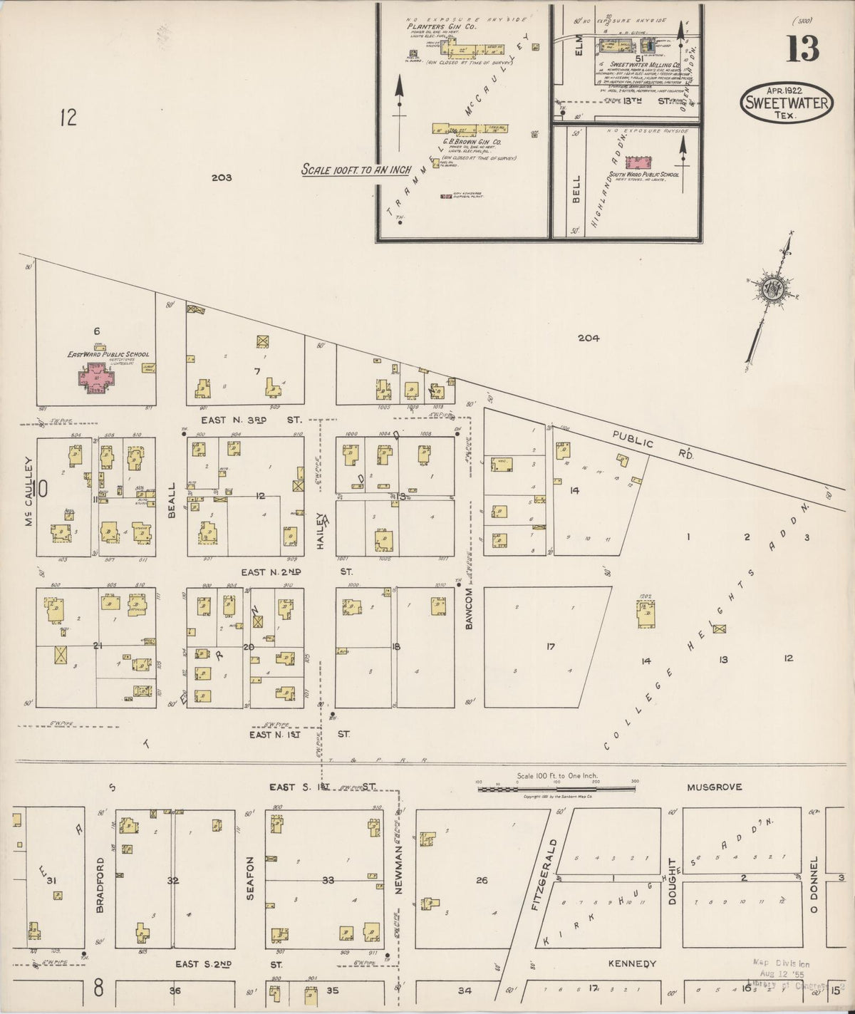 Sanborn Fire Insurance Map from Sweetwater, Nolan County, Texas (1922), Sheet #0013 - Complete Map Set gallery image, historic Sanborn map, vintage wall art, Texas Texas