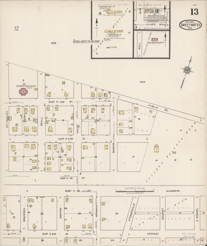Sanborn Fire Insurance Map from Sweetwater, Nolan County, Texas (1922), Sheet #0013 - Complete Map Set gallery image, historic Sanborn map, vintage wall art, Texas Texas