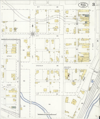 Sanborn Fire Insurance Map from Pe Ell, Lewis County, Washington (1909), Sheet #0003 - Complete Map Set gallery image, historic Sanborn map, vintage wall art, Washington Washington