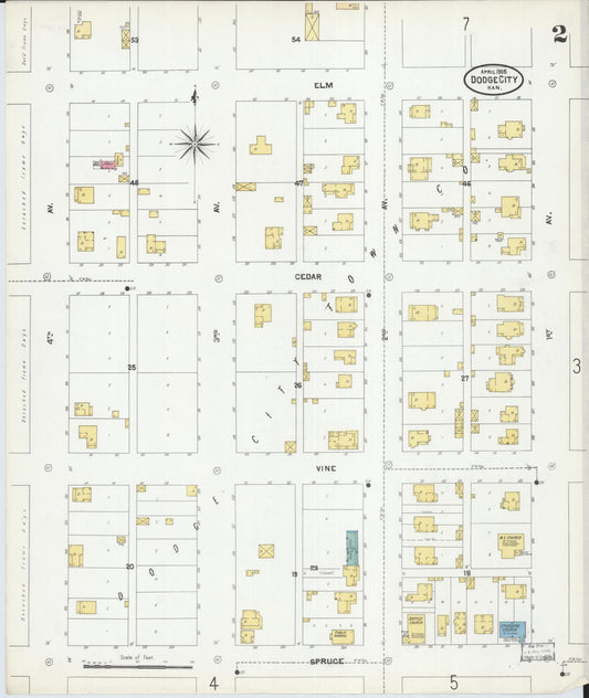 Sanborn Fire Insurance Map from Dodge City, Ford County, Kansas (1905), Sheet #0002 - Historic Sanborn Fire Insurance Map Print, vintage old map wall art, antique decor, genealogy gift, Kansas Kansas map