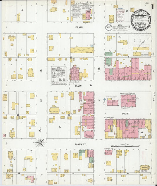 Sanborn Fire Insurance Map from Savannah, Andrew County, Missouri (1900), Sheet #0001 - Complete Map Set gallery image, historic Sanborn map, vintage wall art, Missouri Missouri
