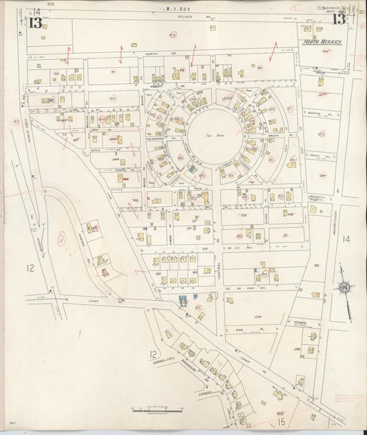 Sanborn Fire Insurance Map from Merrick, Nassau County, New York (1947), Sheet #0013 - Historic Sanborn Fire Insurance Map Print, vintage old map wall art, antique decor, genealogy gift, New York New York map