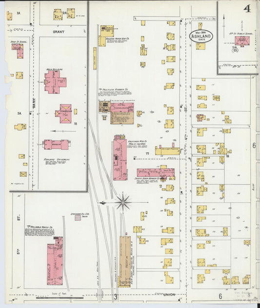 Sanborn Fire Insurance Map from Ashland, Ashland County, Ohio (1904), Sheet #0004 - Historic Sanborn Fire Insurance Map Print, vintage old map wall art, antique decor, genealogy gift, Ohio Ohio map
