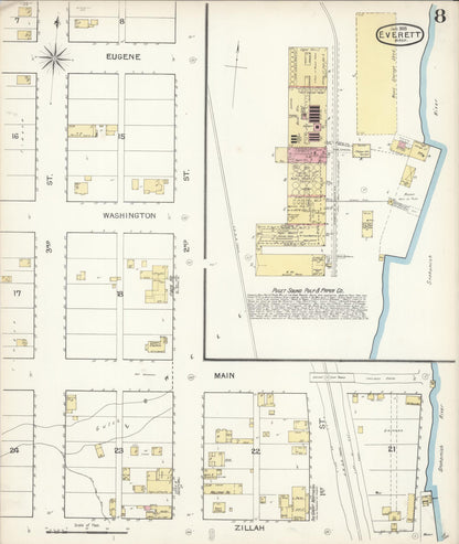 Sanborn Fire Insurance Map from Everett, Snohomish County, Washington (1893), Sheet #0007 - Complete Map Set gallery image, historic Sanborn map, vintage wall art, Washington Washington
