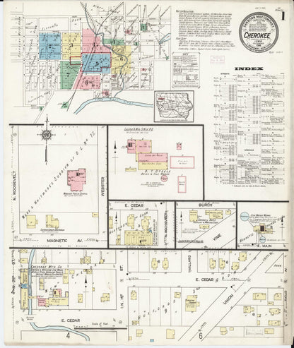 Sanborn Fire Insurance Map from Cherokee, Cherokee County, Iowa (1914), Sheet #0001 - Historic Sanborn Fire Insurance Map Print