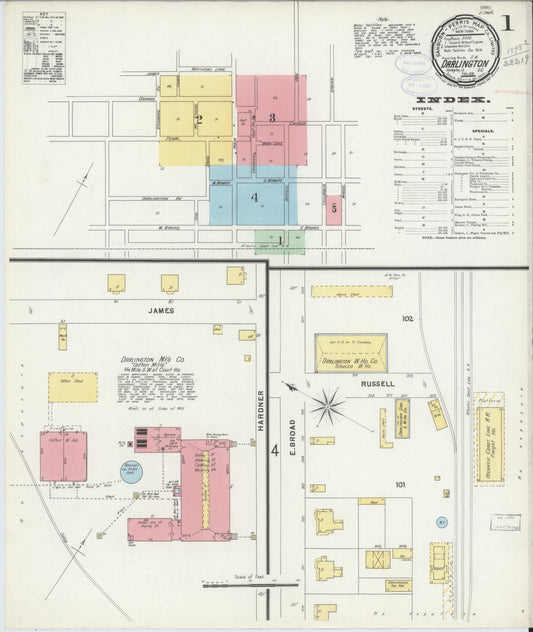 Sanborn Fire Insurance Map from Darlington, Darlington County, South Carolina. (1898) – Historic Sanborn Fire Insurance Map Print