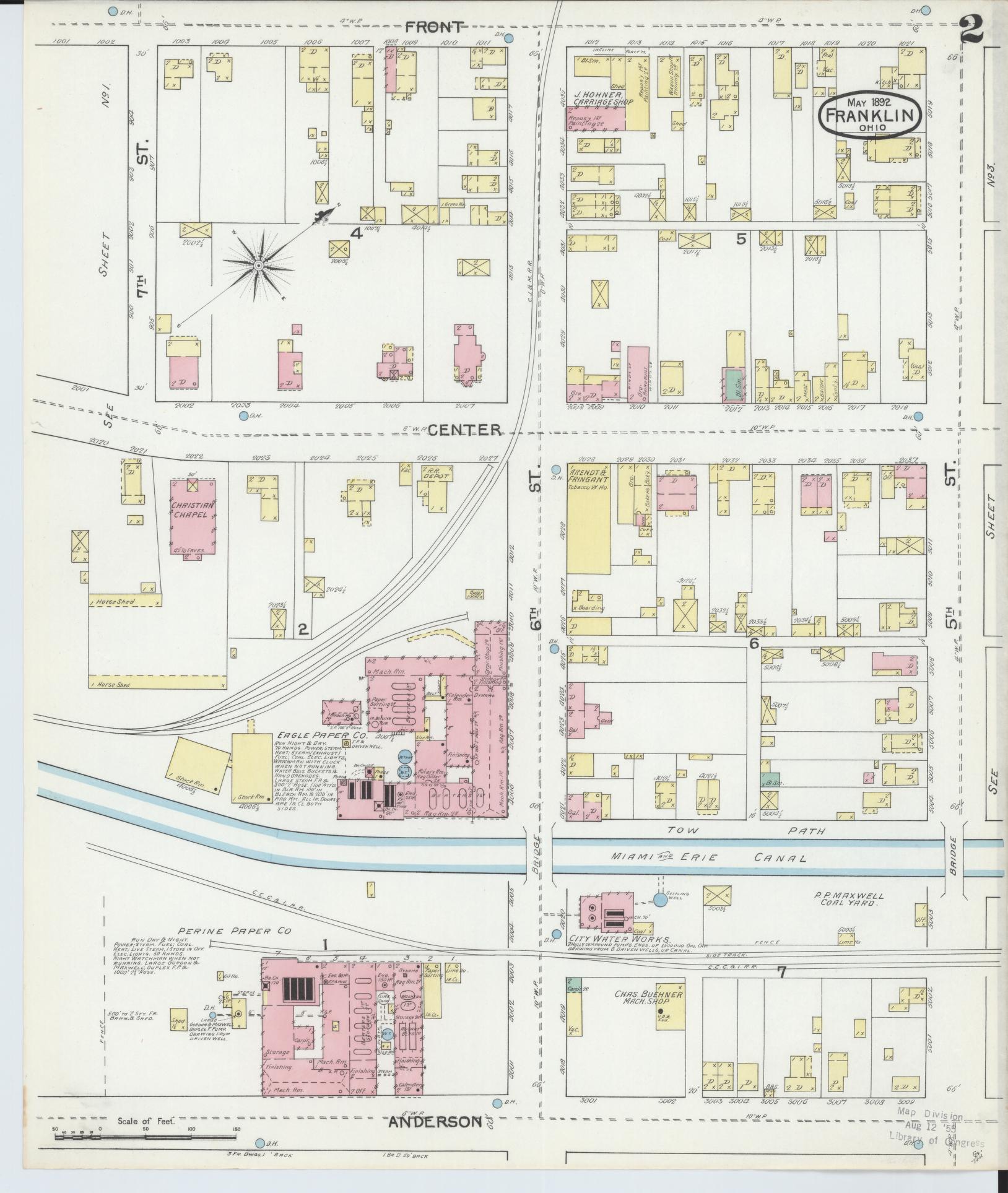 Sanborn Fire Insurance Map from Franklin, Warren County, Ohio (1892), Sheet #0002 - Complete Map Set gallery image, historic Sanborn map, vintage wall art, Ohio Ohio