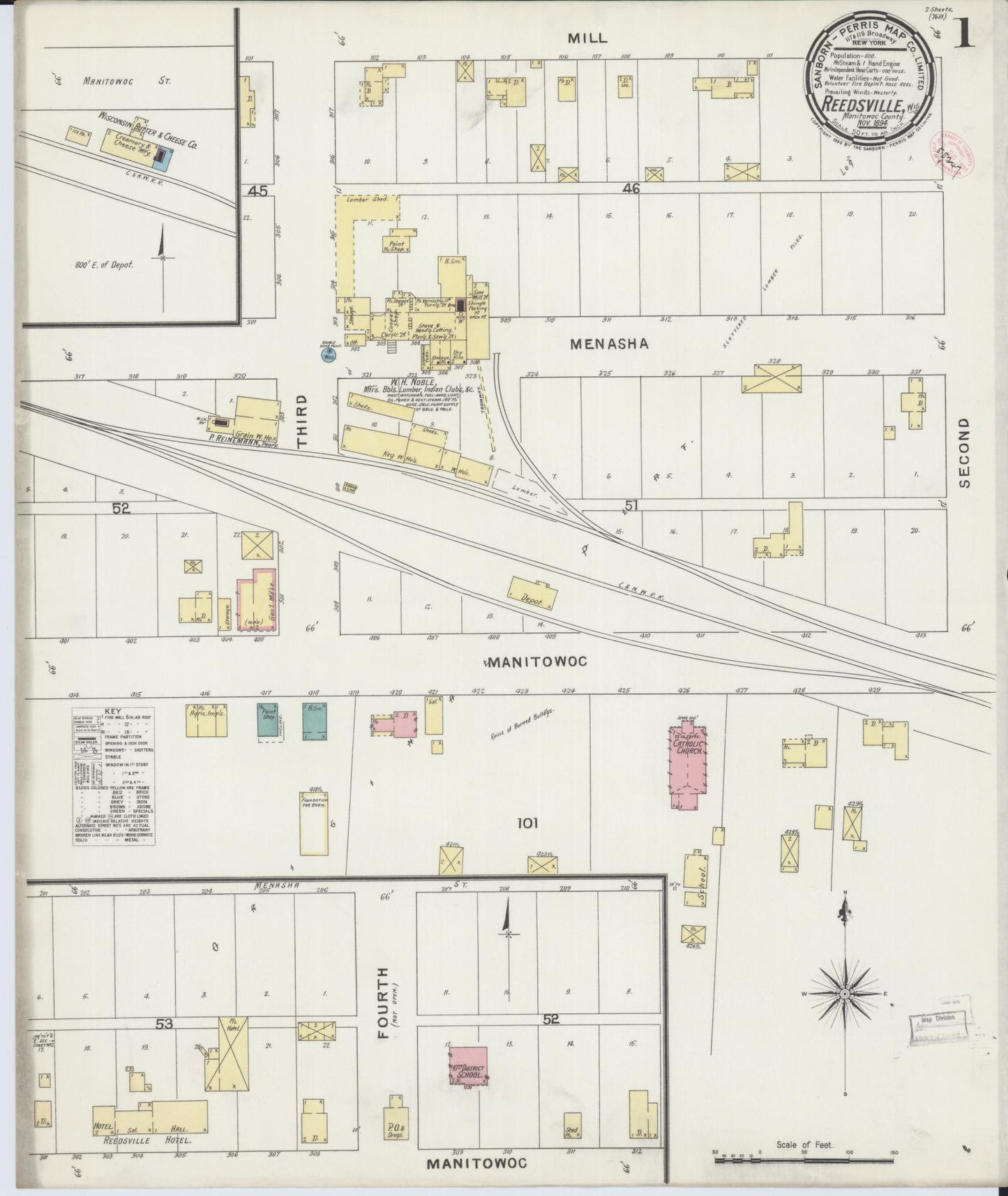 Reedsville, Manitowoc County, Wisconsin (1894) – Sanborn Fire Insurance Map – Map View