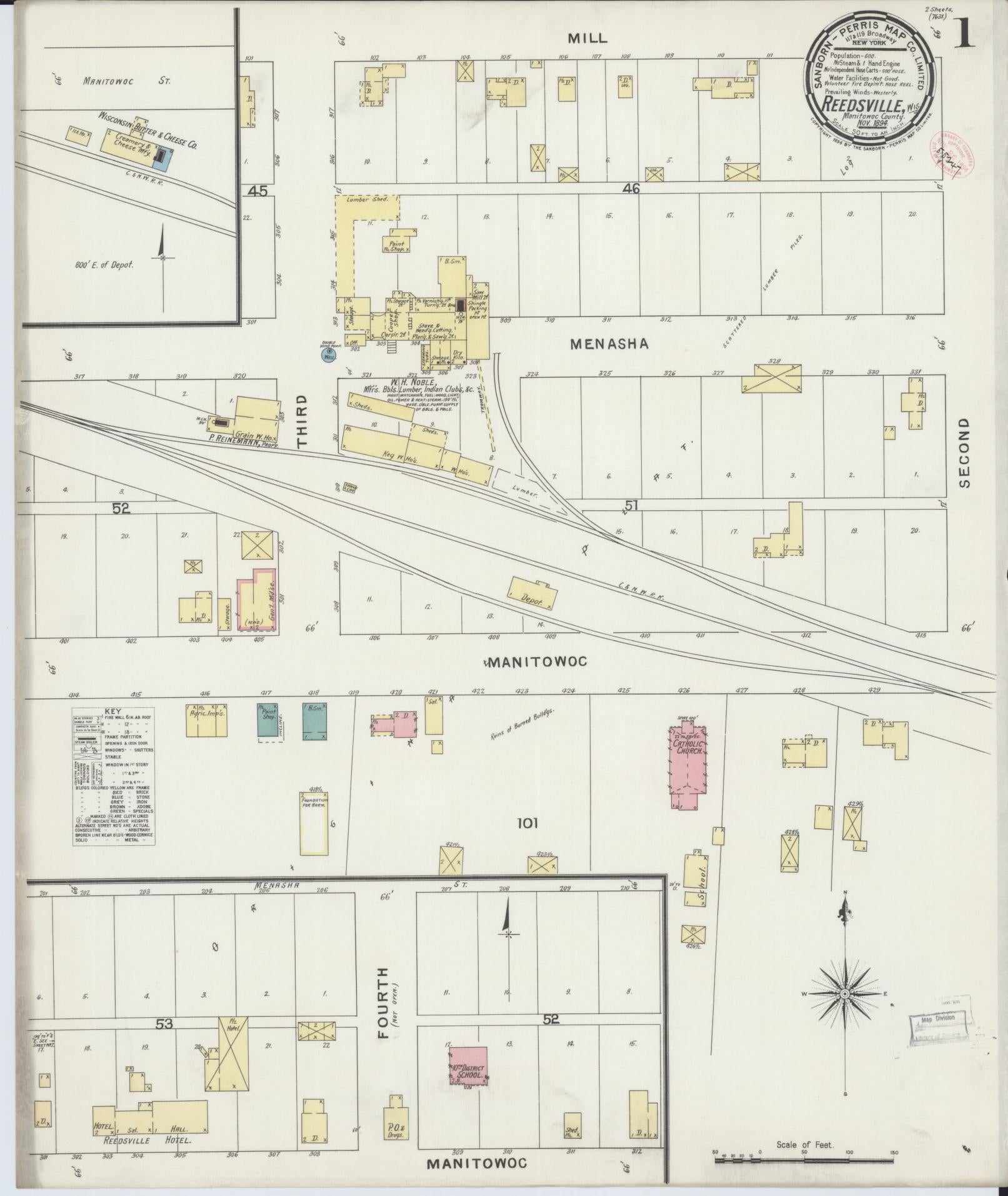 Reedsville, Manitowoc County, Wisconsin (1894) – Sanborn Fire Insurance Map – Map View