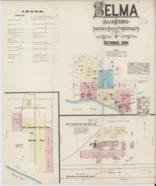 Sanborn Fire Insurance Map from Selma, Dallas County, Alabama. (1884) – Historic Sanborn Fire Insurance Map Print