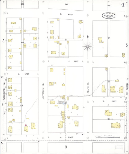 Sanborn Fire Insurance Map from Moscow, Latah County, Idaho (1904), Sheet #0004 - Complete Map Set gallery image, historic Sanborn map, vintage wall art, Idaho Idaho