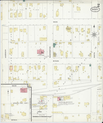 Sanborn Fire Insurance Map from Sidney, Champaign County, Illinois (1909), Sheet #0002 - Historic Sanborn Fire Insurance Map Print, vintage old map wall art, antique decor, genealogy gift, Illinois Illinois map