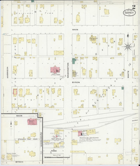 Sanborn Fire Insurance Map from Sidney, Champaign County, Illinois (1909), Sheet #0002 - Historic Sanborn Fire Insurance Map Print, vintage old map wall art, antique decor, genealogy gift, Illinois Illinois map