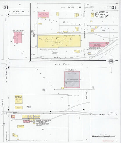 Sanborn Fire Insurance Map from Galesburg, Knox County, Illinois (1927), Sheet #0031 - Complete Map Set gallery image, historic Sanborn map, vintage wall art, Illinois Illinois