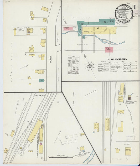 Sanborn Fire Insurance Map from Angelica, Allegany County, New York (1893), Sheet #0001 - Historic Sanborn Fire Insurance Map Print, vintage old map wall art, antique decor, genealogy gift, New York New York map