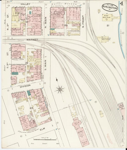 Sanborn Fire Insurance Map from Burlington, Des Moines County, Iowa (1888), Sheet #0004 - Historic Sanborn Fire Insurance Map Print