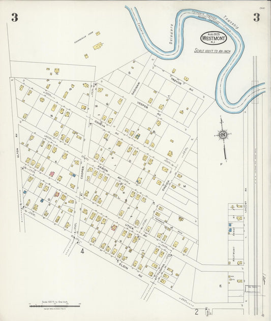 Sanborn Fire Insurance Map from Westmont, Camden County, New Jersey (1925), Sheet #0003 - Historic Sanborn Fire Insurance Map Print, vintage old map wall art, antique decor, genealogy gift, New Jersey New Jersey map