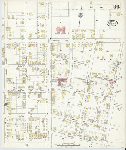 Sanborn Fire Insurance Map from Selma, Dallas County, Alabama (1913), Sheet #0036 - Complete Map Set gallery image, historic Sanborn map, vintage wall art, Alabama Alabama