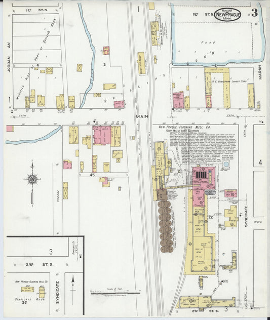 Sanborn Fire Insurance Map from New Prague, Scott And Le Sueur, Minnesota (1919), Sheet #0003 - Historic Sanborn Fire Insurance Map Print, vintage old map wall art, antique decor, genealogy gift, Minnesota Minnesota map