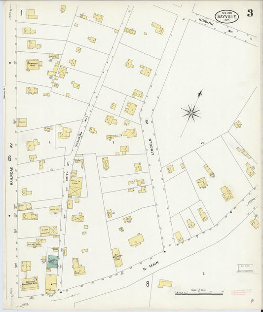 Sanborn Fire Insurance Map from Sayville, Suffolk County, New York (1909), Sheet #0003 - Historic Sanborn Fire Insurance Map Print, vintage old map wall art, antique decor, genealogy gift, New York New York map